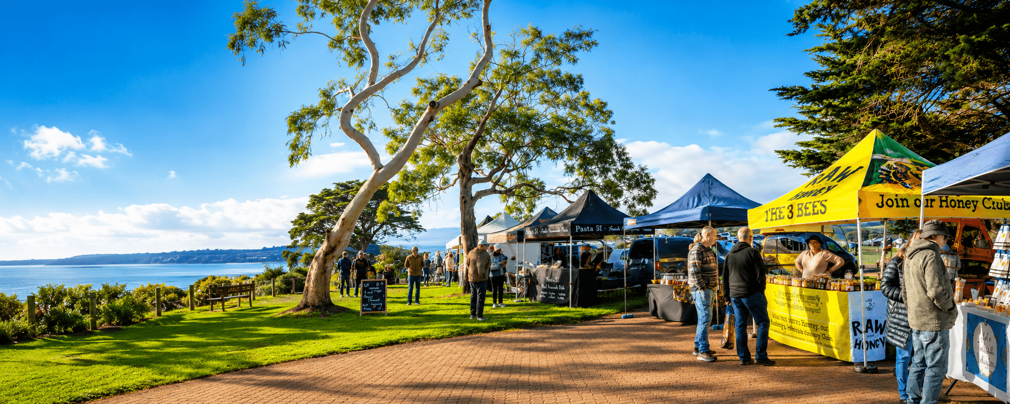 Farmers market in coastal setting